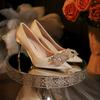 High Heels Women's White Wedding Dress Show Clothes Wedding Shoes Women's Spring New Thin Heels Pointed Temperament Single Shoes