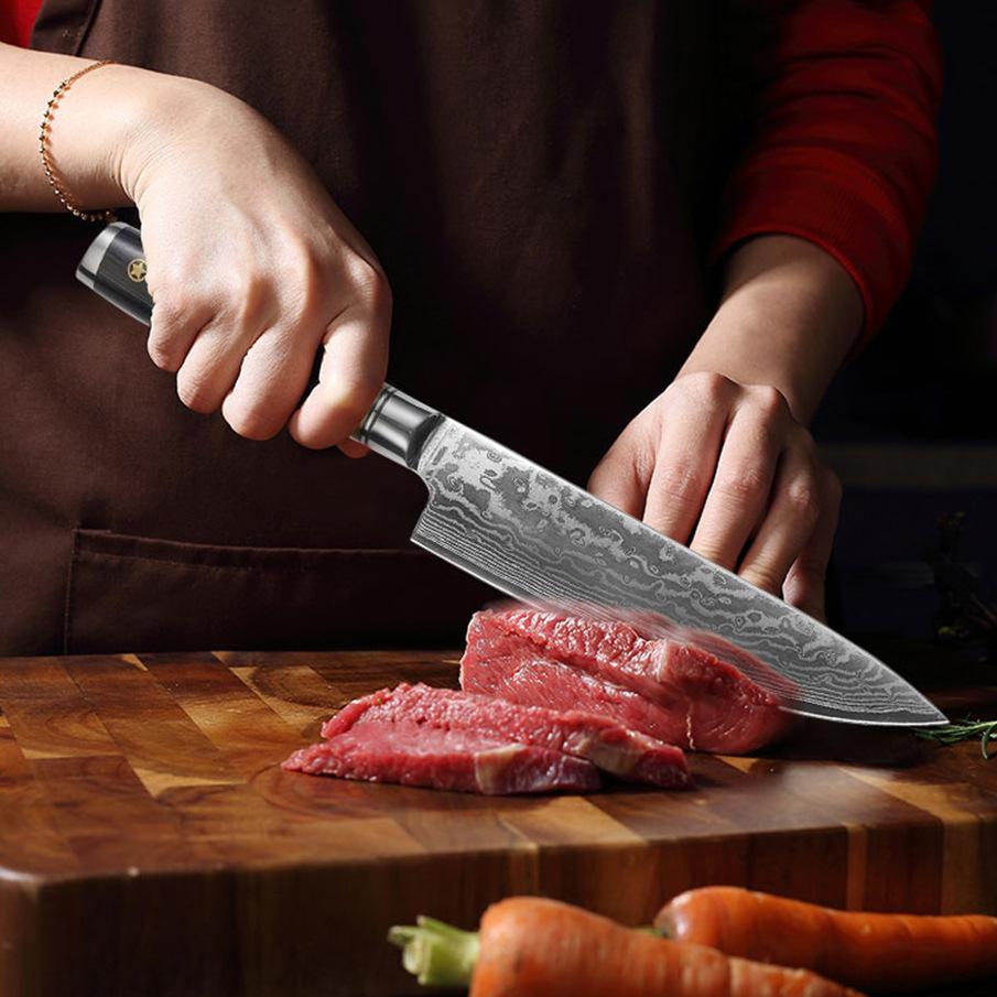 Chef Knife Wood Handle 67 Layers Damascus Steel Blade Cleaver Meat Slicing Vegetables 10Cr15MoV Kitchen Knives Cooking Tools