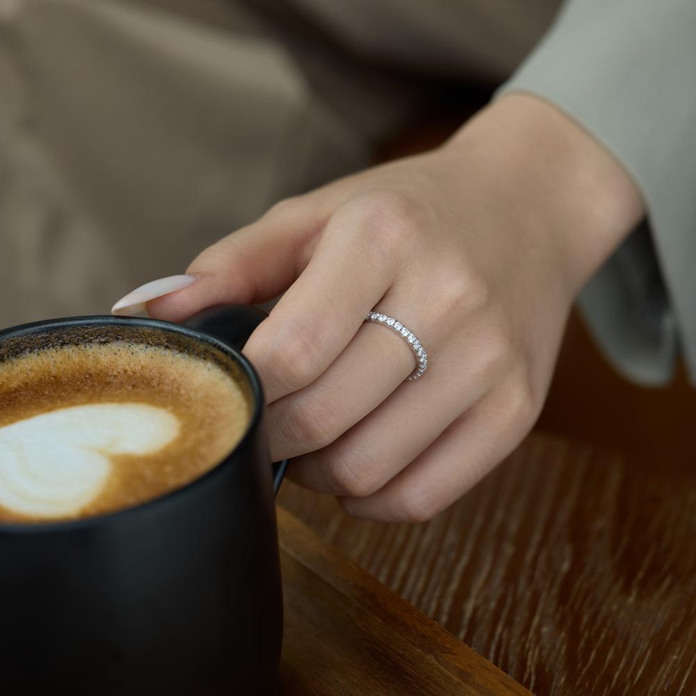 S925 Sterling Silver Women's Exquisite Pave Set Stackable Ring - Simple Oval/Square Design, Closed Style