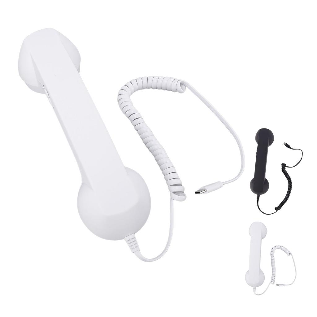 Retro-Telefonhörer mit Lautstärkeregelung Ergonomischer Typ-C-Kabel-Telefonhörer-Empfänger für Mobiltelefon Videoanruf Konferenz