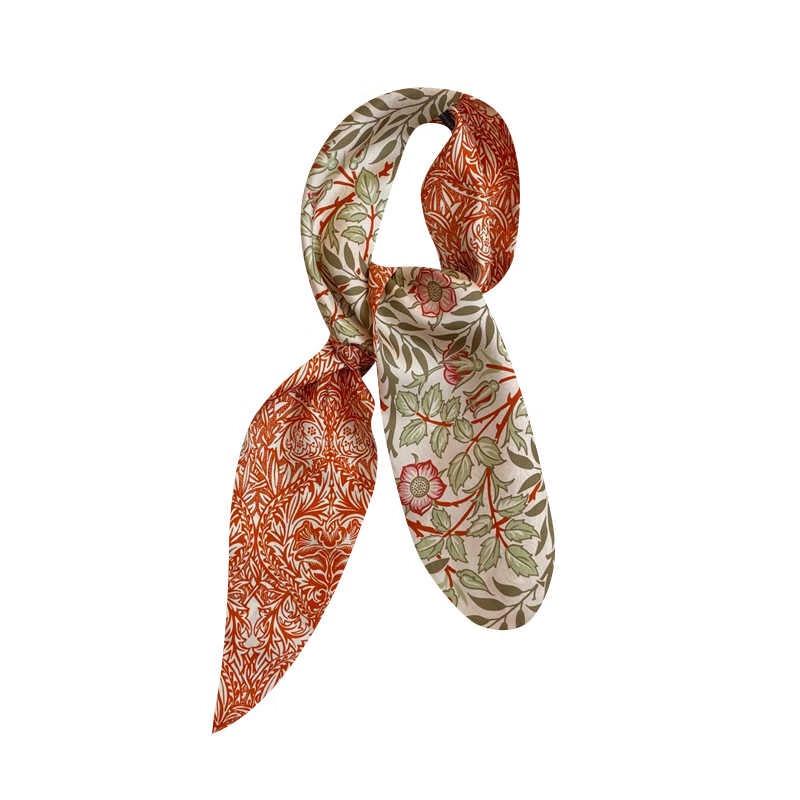 NINA SOLOR Vine Flower Double-Sided Mulberry Silk Scarf