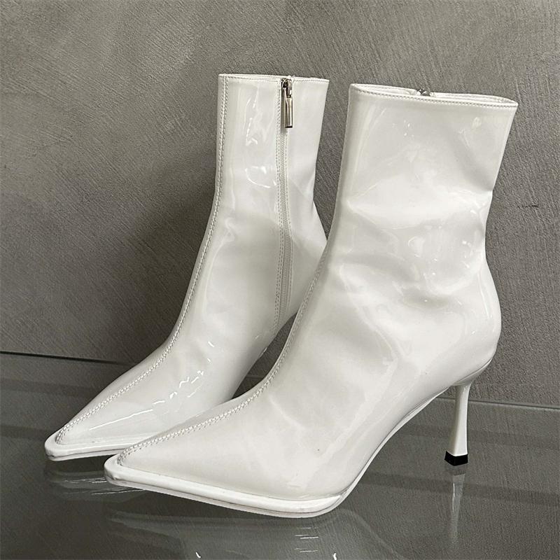 

Eilyken Soft Leather Low Heel Zippers Women Ankle Boots Pointed Toe Spring Autumn Outdoor Short Ladies Shoes 35 белый