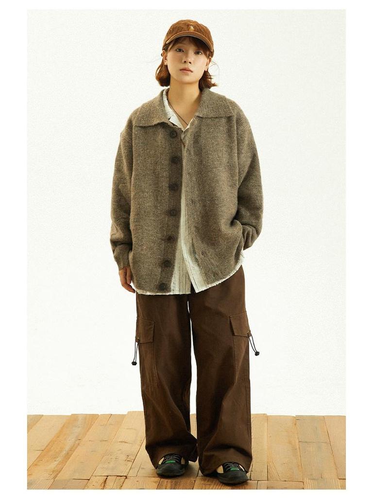 Unisex Japanese Knit Cardigan Jacket for Autumn/Winter - Heavyweight, Versatile, Loose Style