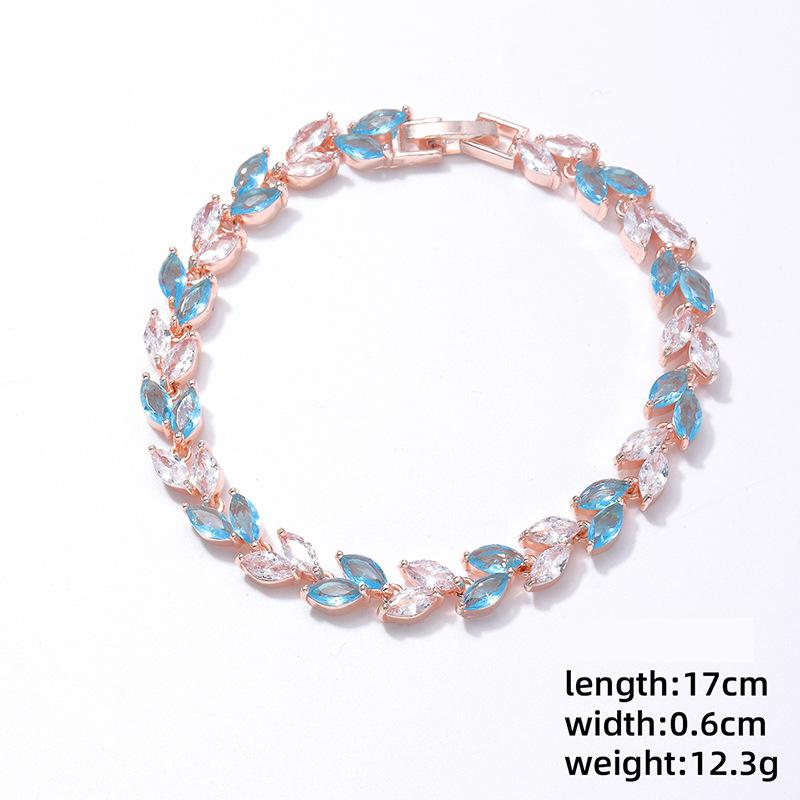 Buntes Kristall Weidenblatt Armband Damen Nischendesign Armband Armband Schmuck Zirkon