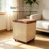 Nussbaum Rattan Schrank mit Deckel & Rädern: Luxuriöser Multifunktionaler Aufbewahrungskorb für Wohnzimmer oder Schlafzimmer