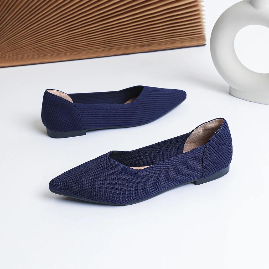 Shoes Woman Flat with Pointed Soft Knitted Sole Breathable and Comfortable Women's Flats Shoes Spring and Autumn 2025 New Model