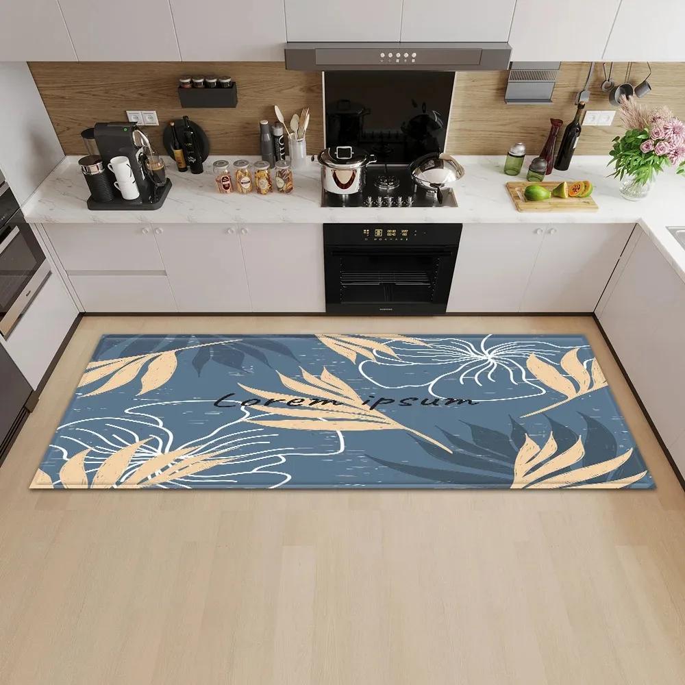 Tropical Plant Illustration Pattern Home Kitchen Floor Mat Door Front Decoration Floor Mat