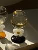 Cute Sun Flower Handle Goblet Glass Retro Wine Champagne Cock Tail Glass Borosilicate Heat-resistant Glass