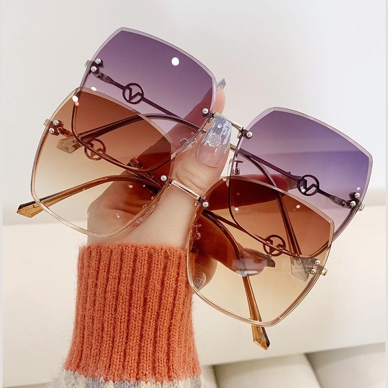 Glamour Women Brand Sunglasses Luxury Rimless Female Sun Glasses Stylish Trend Ladies Eyewear Uv400