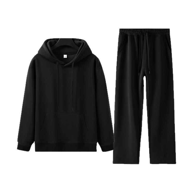 Women's Heavyweight Autumn/Winter Drop Shoulder Hoodie & Flat Hem Sweatpants Set - Trendy Loose Pullover Fashion.
