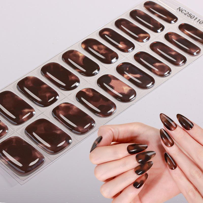 Best Seller New Leopard Print Semi-Cured Gel Nail Stickers French-style Gel UV Nail Stickers