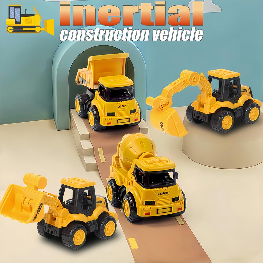4pcs Inertia Construction Vehicle Toy Set, Sandbox Excavator Toy Set,Building Truck Toys, Includes Excavator, Bulldozer, Mud Truck, Best Birthday Gift