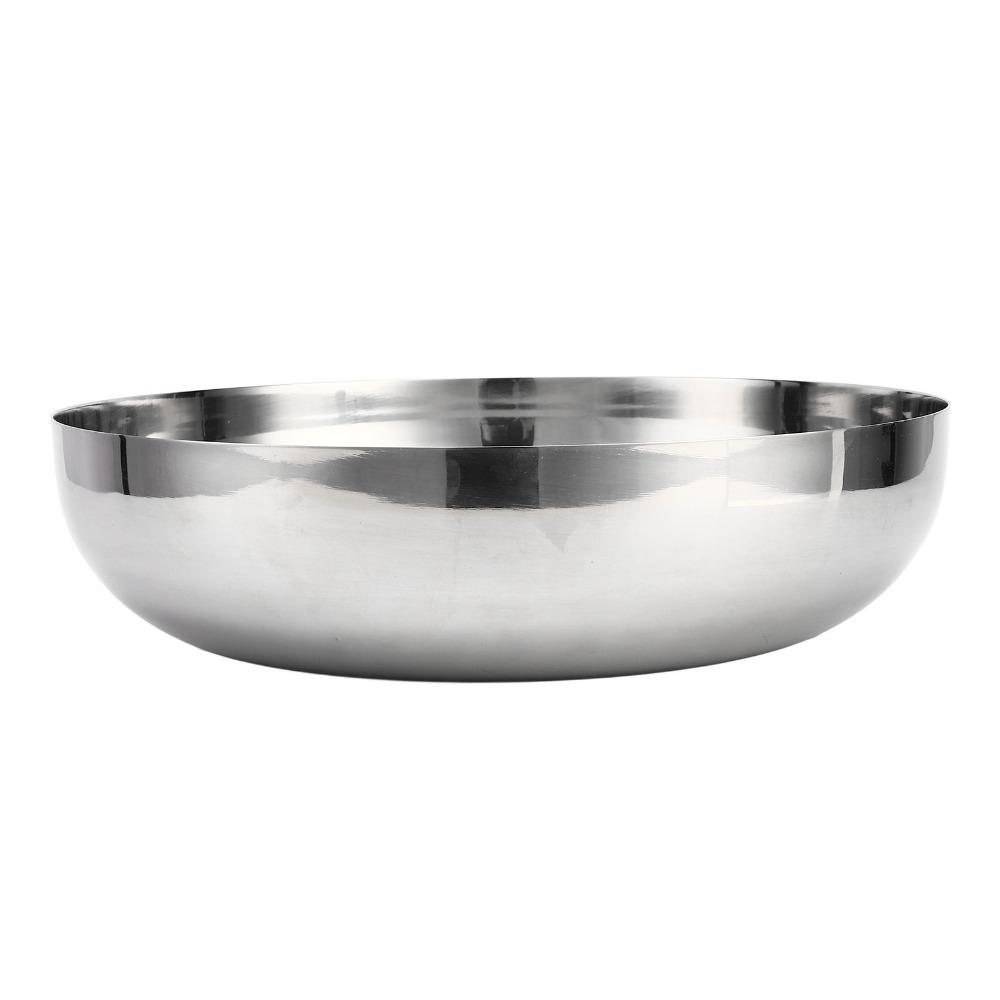 Wide Round Mixing Bowl Rustless Steel Fruit Bowl Large Capacity Salad Bowl Food Storage