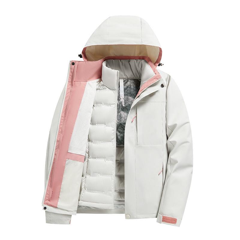 Removable Graphene Liner Ski Jacket: 3-in-1 Winter Outdoor Two-Piece Set for Couples
