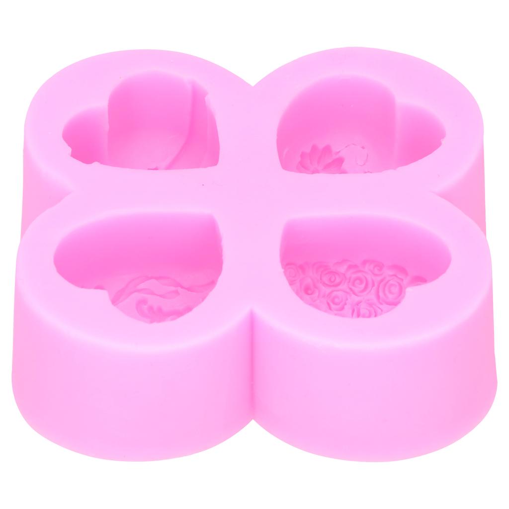 DIY Silikonform 4-Kavitäten Verschiedene Herzförmige Kuchen Schokolade Seife Aromatherapie Gips