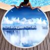 Natural Scenery Waterfall Print Round Beach Towel,Microfiber Comfortable Beach Blanket,Absorbent Quick Dry Pool Towel Picnic Mat