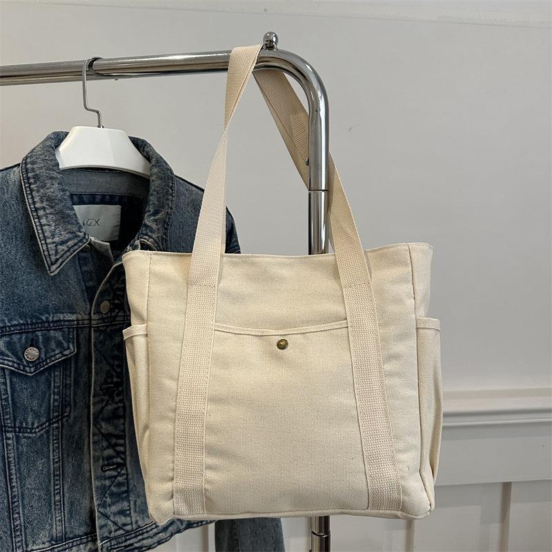 Minimalist Commuter All-match Large Canvas Tote Elegant Literary Shoulder Pouch Stylish Cloth Bag for College Students Classroom