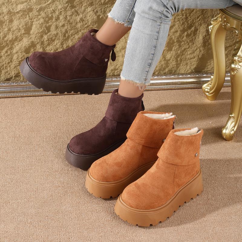 Platform Height-Increasing Women's ShoesNew autumn and winter retro fashion fleece-lined warm ankle boots