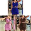 Gestreiftes Spandex-Ärmelloses Kleid mit Kreuzrücken für Damen im Streetwear-Stil