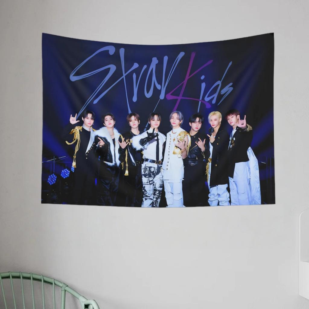 1Pc Kpop Skz Room Wall Tapestry Bedhead Sofa Background Decoration Poster Birthday Party Props Banner Background