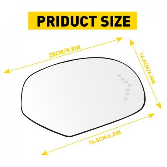 Side Mirror Glass for 07-13 Tahoe Yukon Silverado with Heated Signal Right Side