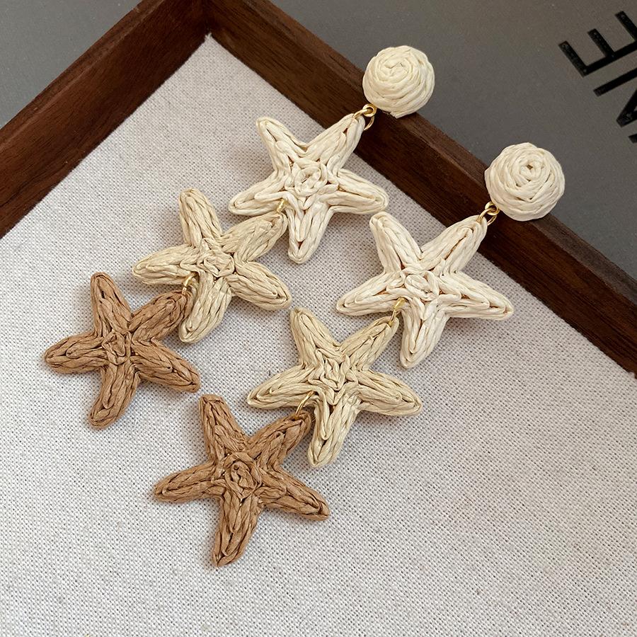 Seaside vacation wind super fairy exquisite contrasting color starfish fringed earrings ins wind sweet and smart versatile playful earrings