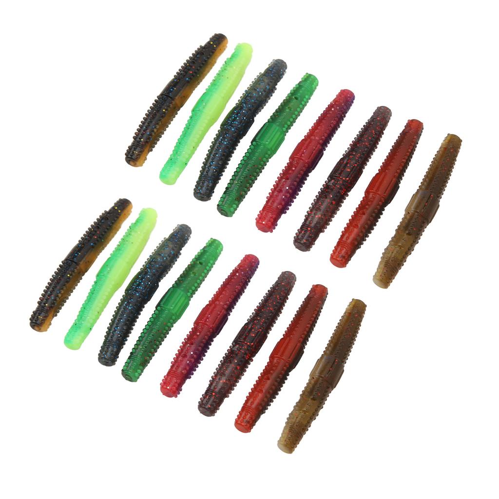 16pcs Soft Lure TPR Bite Resistant Hidden Hook Tip Built In Ringing Bead Soft Stick Baits Worms for