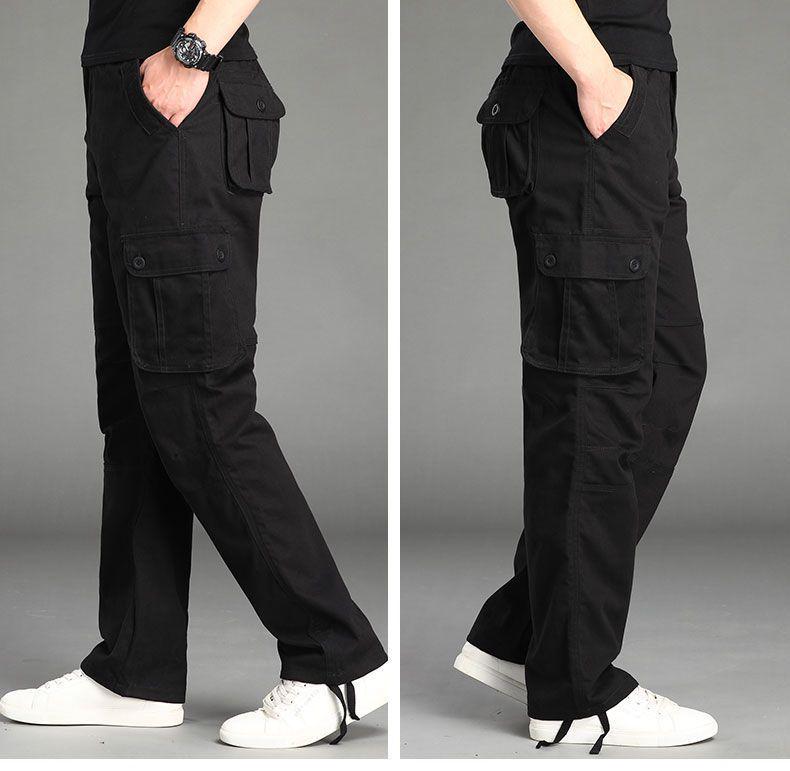 Spring and Autumn Men's Multi-Pocket Casual Pure Cotton Loose Straight-Leg Trousers