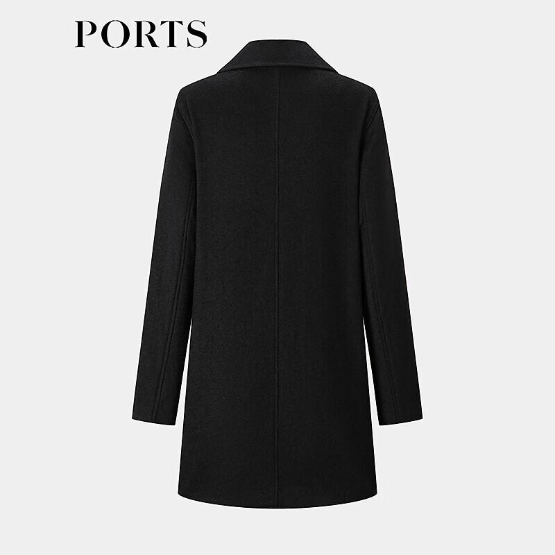 Ports Women's Fall 2025 Black Wool & Cashmere Lapel Coat