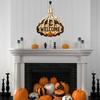 Halloween Entryway Welcome Plaque, Resin Skeleton Hand Hanging Sign with Bat and Pumpkin Accent for Door Decor