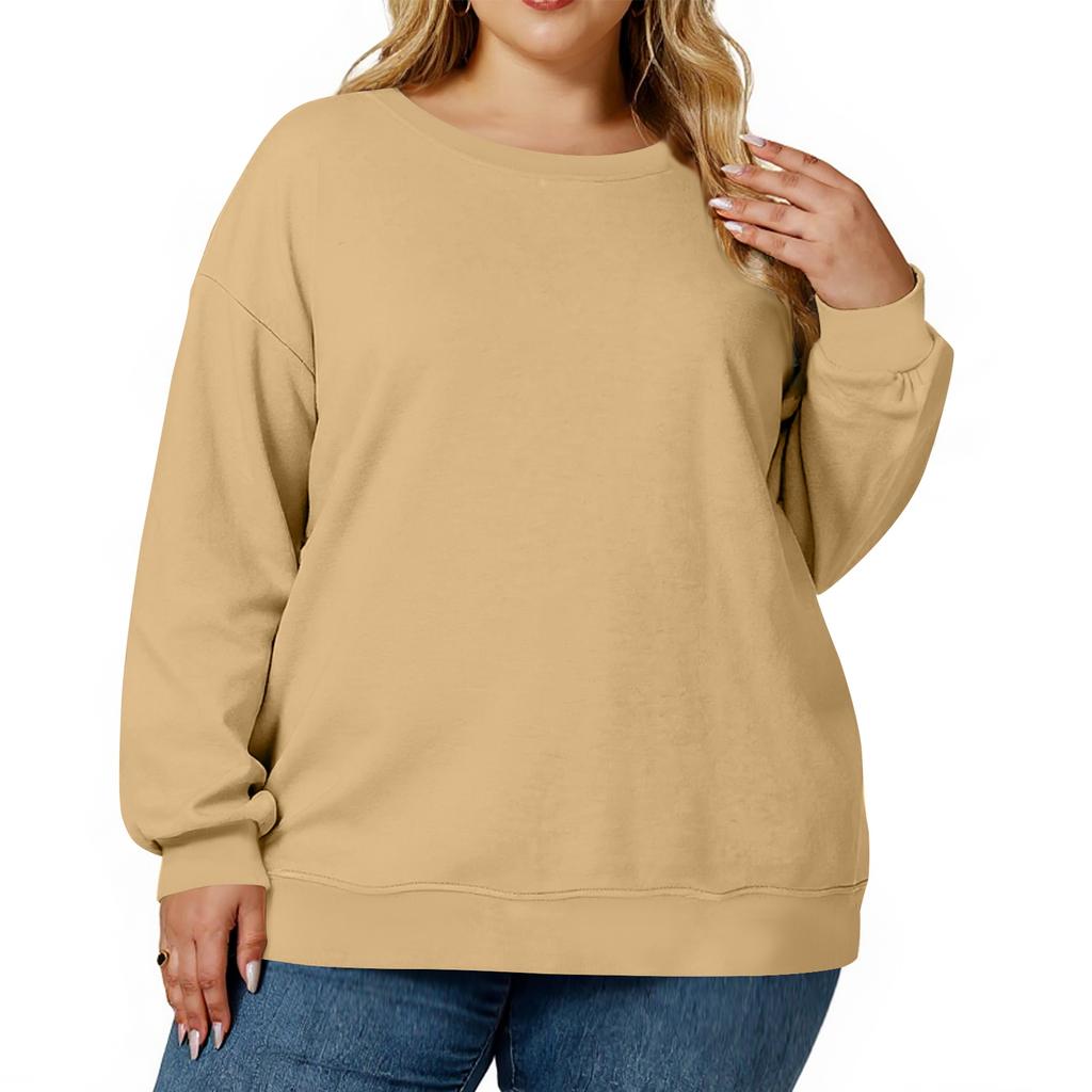 Plus Size Sweatshirt For  Women Oversized Crewneck Long Sleeve Pullover Tops
