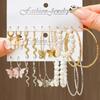 New Arrival Stylish Silver Earrings Suit Fashion Inlaid Pearl Earrings Circle Simple Cold Style Ear Ring