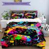 3PC Custom Name Colorful Controller Bedding Set Printed Bedding Set Duvet Cover Closure Includes 1 Duvet Cover & 2 Pillowcases for All Seasons Bedroom