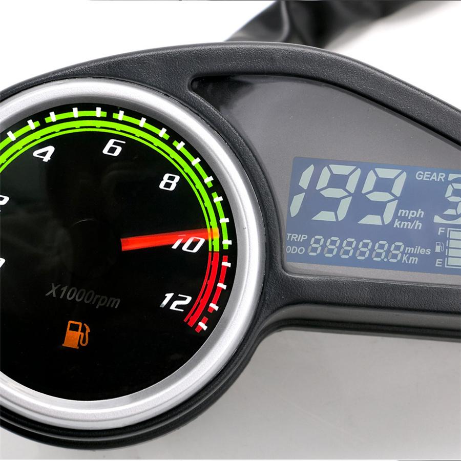 Motorcycle Waterproof LCD Digital Speedometer Tachometer Odometer Fuel Gauge New