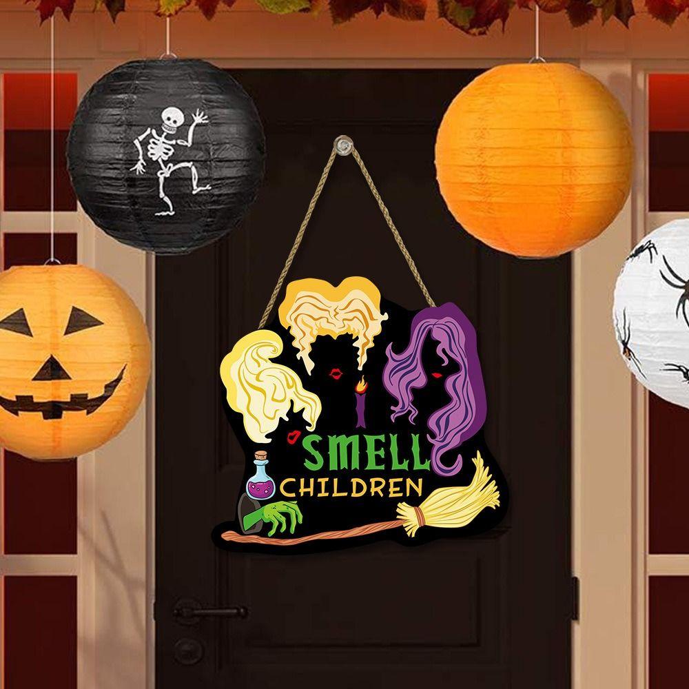 Funny Halloween Pumpkin Door Sign Creative Door Hanging Pendant Pumpkin Hanger Wreath  Atmosphere