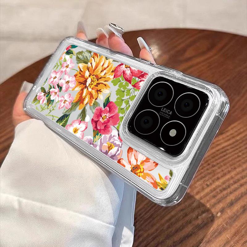 Pro Xiaomi 13t 11t Poco X6 X5 Redmi Note 13 12 11 10 Pro Nárazuvzdorný Květinový Barevný Kreslený Láska Srdce Silikonový Průhledný Tenký Kryt