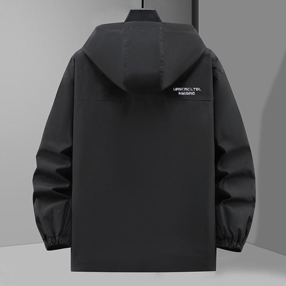 Wodoodporna kurtka przeciwwiatrowa Cargo męska z kapturem Plus Size Fashion Casual Solid Color kurtki duże rozmiary płaszcze męskie
