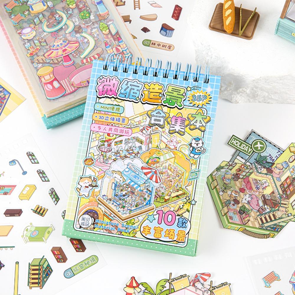 PET 3D Landscape Sticker Decompression Miniature Scene Collage DIY Cabin Scene Sticker  Children