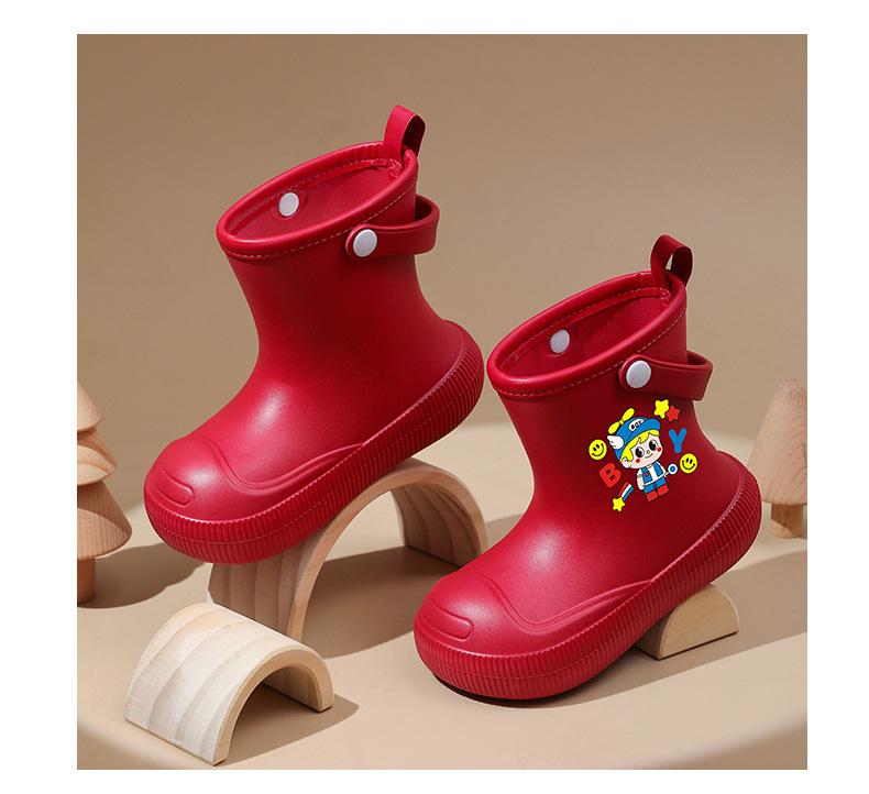 Cartoon Kids' Non-Slip Rain Boots with Drawstring, Lightweight and Elastic for Boys and Girls