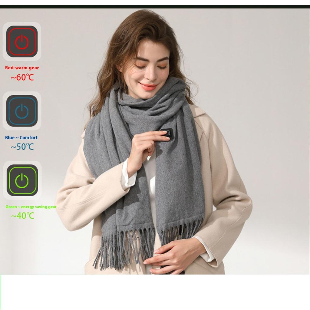 Imitation Cashmere Heating Scarf Solid Color Intelligent Electric Heating Scarf Men's and Women's New Heating Scarf