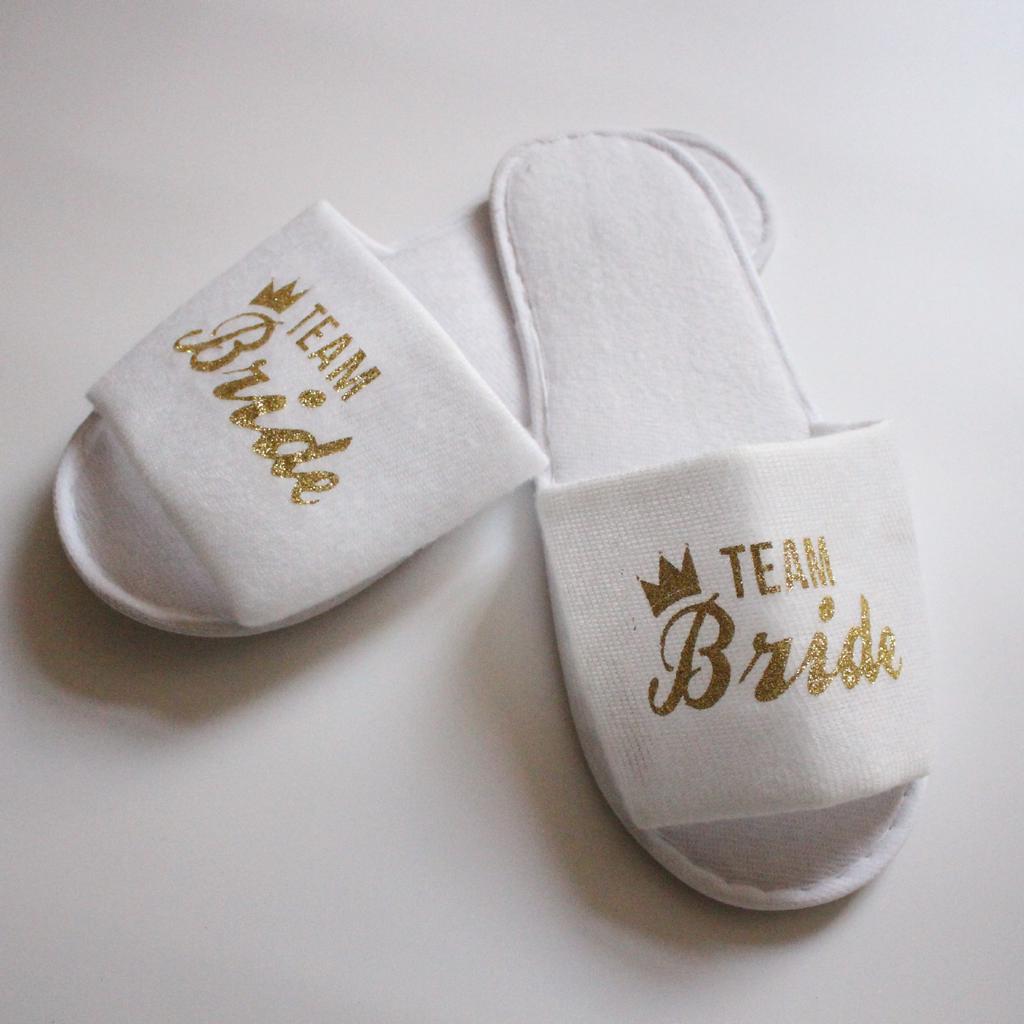 Fashion 20 Pairs Bride & Bridesmaid, Wedding Party Guests Home Slip on Shoes Bridal Party Slippers Open-toe with Golden, Red and Black