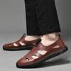 FashionBrand Cow Leather Retro Sandals Men's Summer Shoes Leisure Beach Shoes Male Genuine Leather Slippers Brown Dress Loafers Men