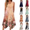 Damen Freizeitkleid für den Sommer, Tankkleid, lockeres Strandkleid mit Taschen, ausgestelltes Midi-Sommerkleid