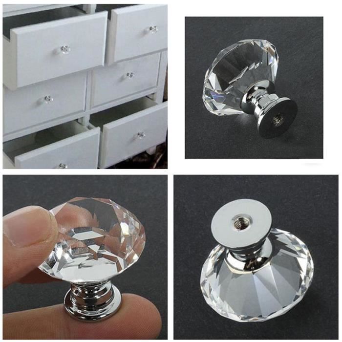 10pcs Bouton De Meuble Poignées De Tiroir Armoire Poignées En Verre