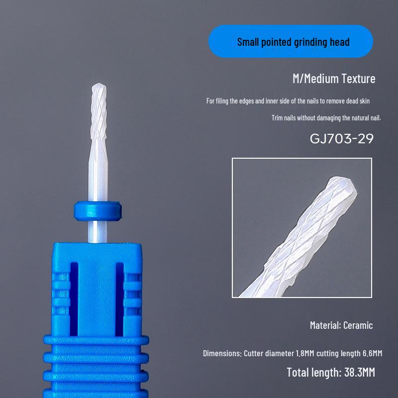 Ceramic Nail Art Grinding Head for Nail and Dead Skin Removal - Non-Heating Replacement Drill Bit.