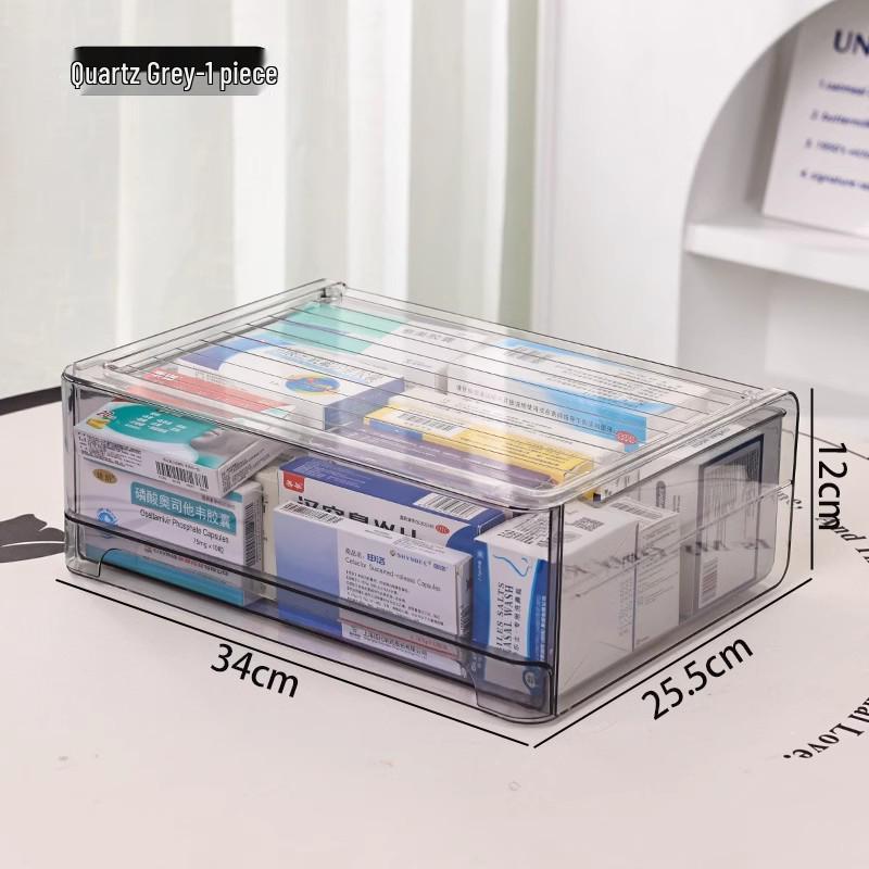 Прозрачный контейнер для хранения лекарств большой вместимости: Влагозащищенный, Пылезащищенный, Тип выдвижного ящика для домашнего использования