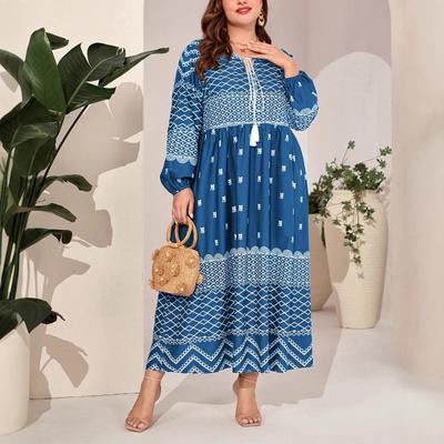 Plus Size Women's Dress Summer New Temperament Print Loose Casual Long Dress