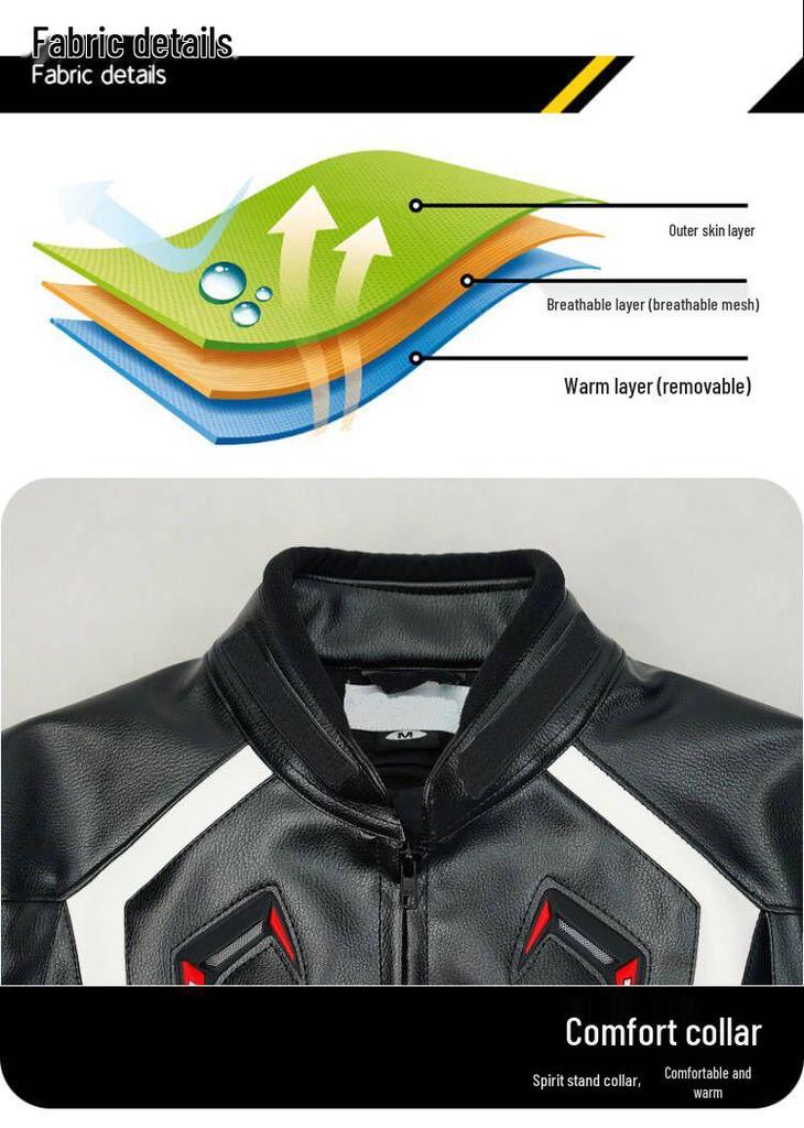 Herren Schutz PU-Leder Winddichte Motorrad Rennjacke - Warm, Sturzsicher, Offroad Ausrüstung