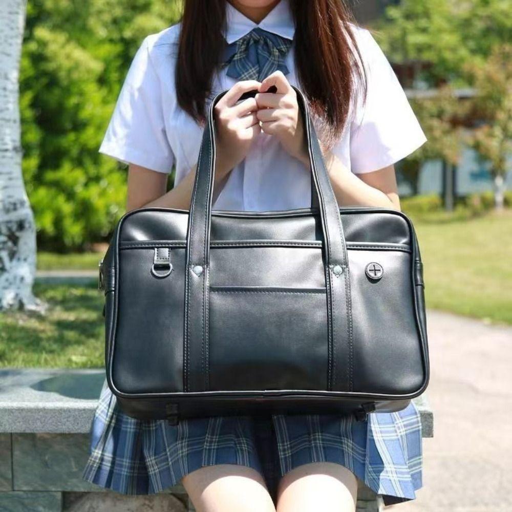 Fashion PU Leather JK Uniform Bag Solid Color Korean Style PU Leather Itabag Commuting Retro Handbag Computer Bag Girls/Female