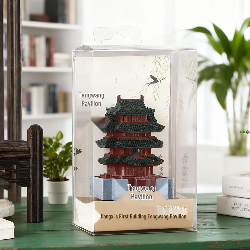 Tengwang-Pavillon 3D Leuchtender Harzmagnet - Chinesisches Antikes Architektur Souvenir.